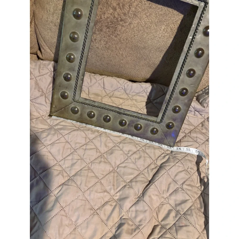 Vintage Studded Brass Metal Picture Frame Industrial Rope Border Decor 12x14